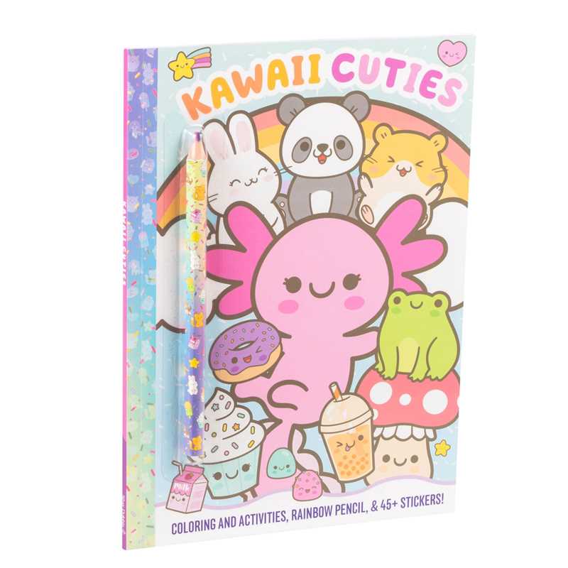 Kawaii Cuties: Coloring Book with Rainbow Pencil by Delaney Foerster: Paperback