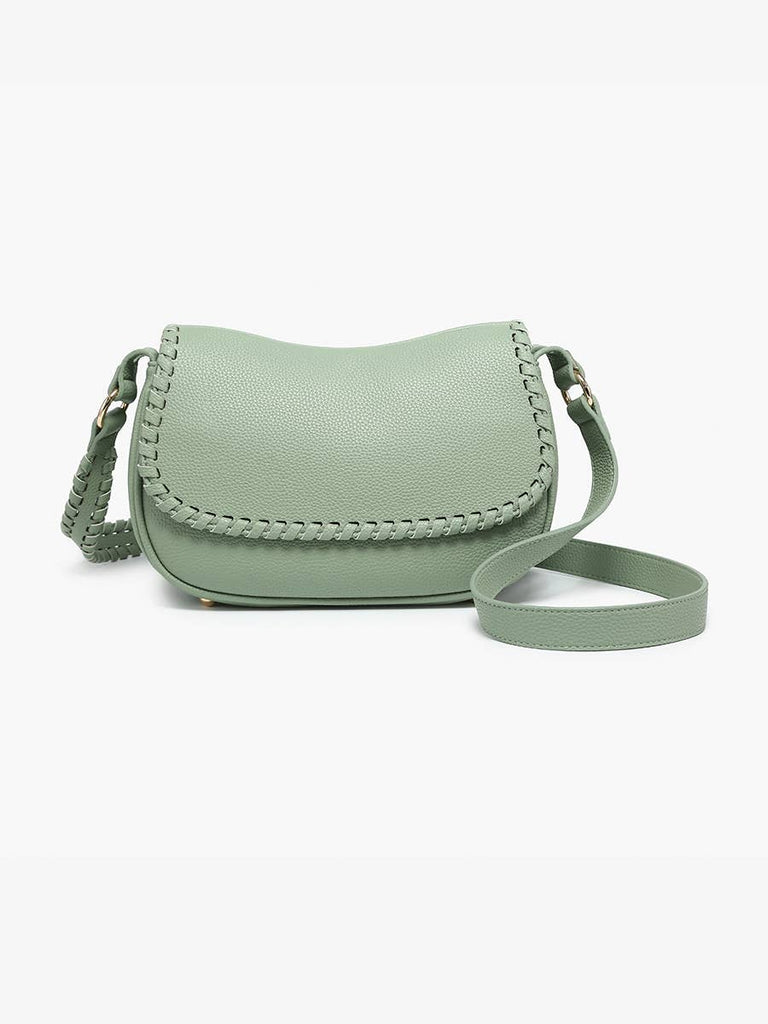Daia Whipstitch Flapover Crossbody w/ Whipstitch Strap: Off White