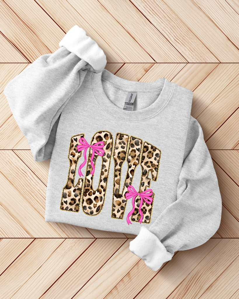 Leopard Print Love Sweatshirt - Pink