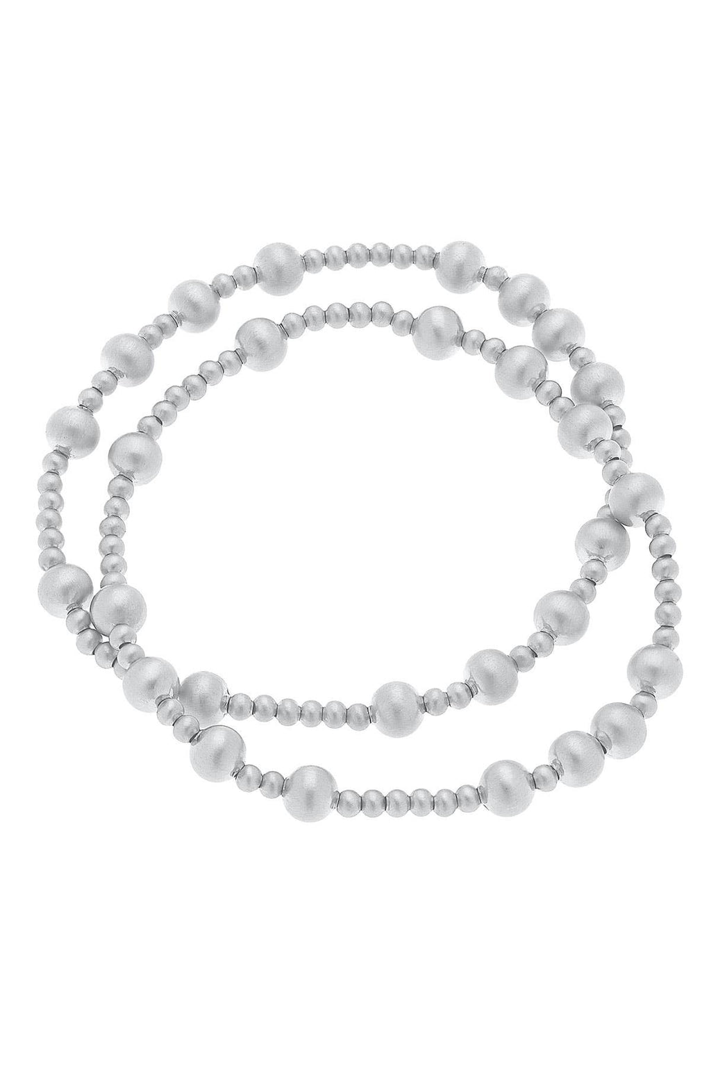 Shelby Ball Bead Stretch Bracelets (Set of 2): Satin Gold