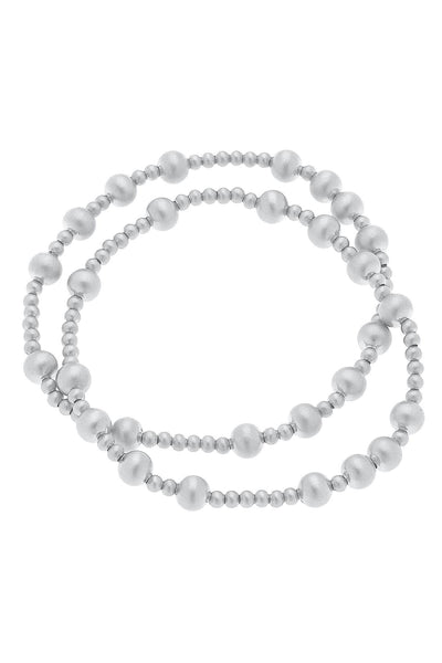 Shelby Ball Bead Stretch Bracelets (Set of 2): Satin Gold