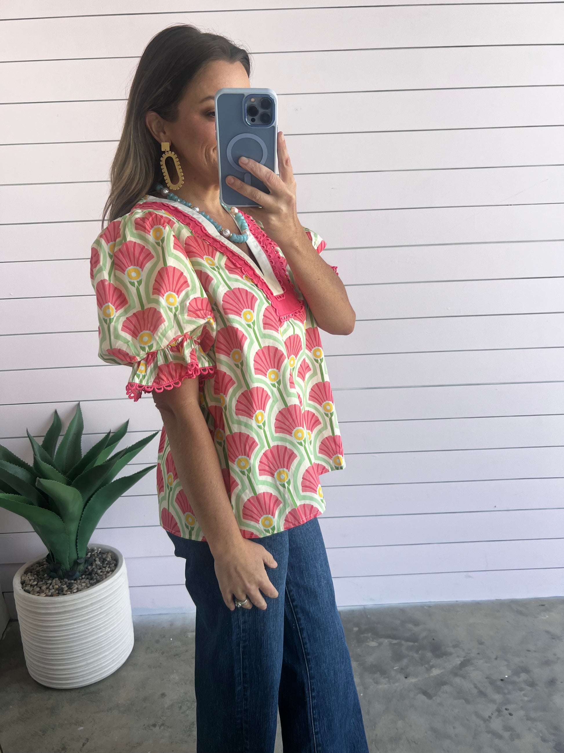 Oxford Belle Blouse - Coral