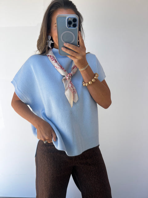 Cafe' Luxe Sweater - Sky Blue