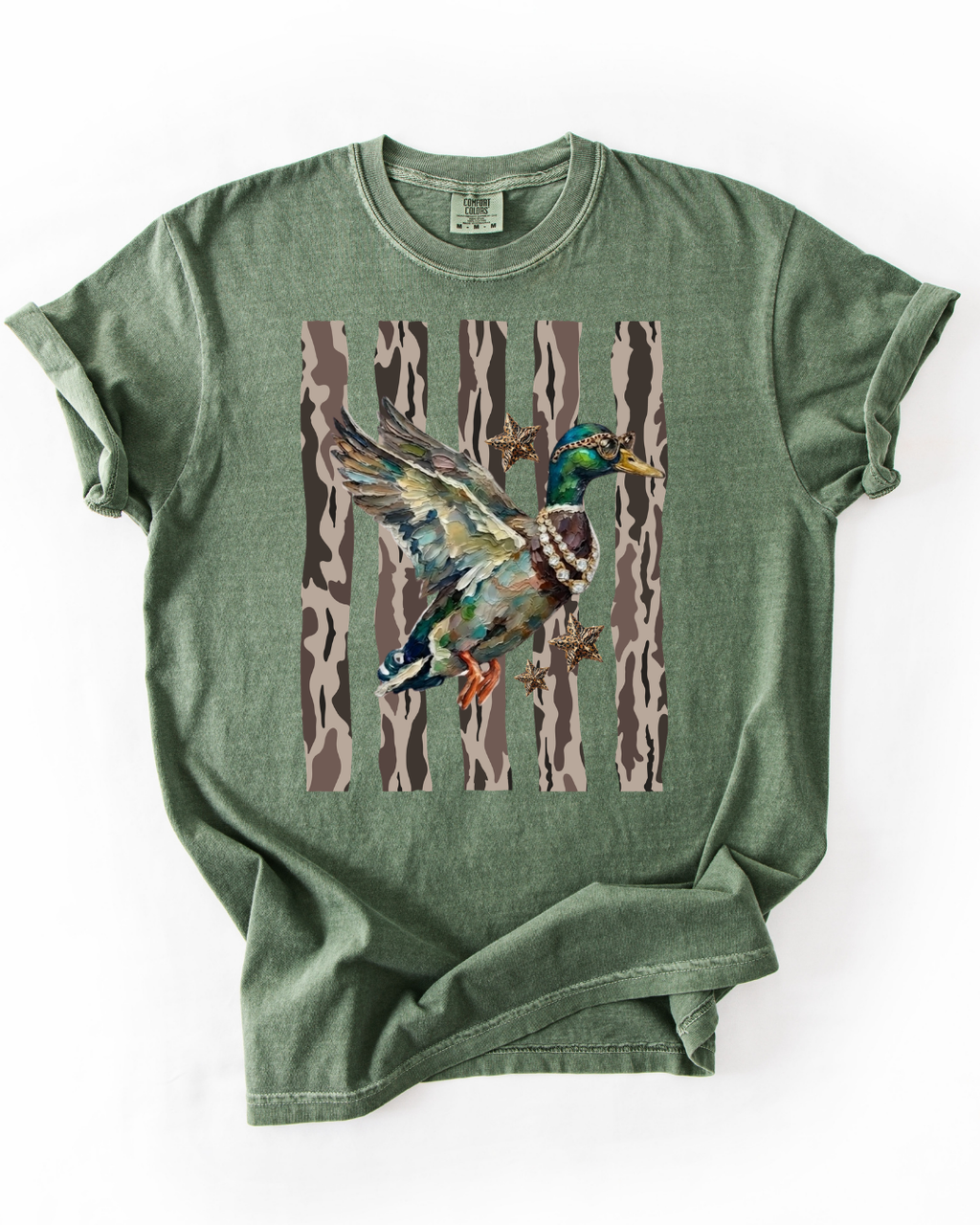 Diva Duck with Camo Stripes Tshirt