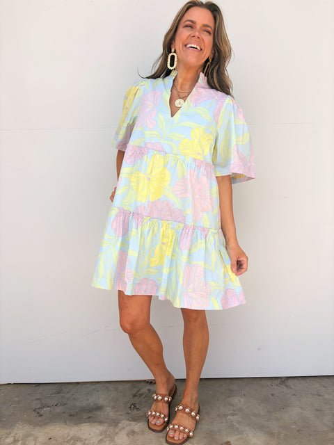 Under The Sea Dress - LT. Blue / Pink