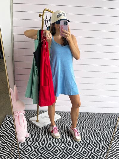 Join Me Dress Romper - Heather Ocean Blue