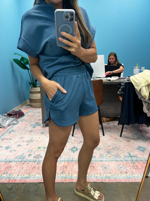 Fall Scuba Shorts - Dusty Blue