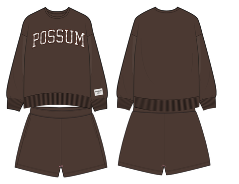 Possum Mock Neck Set- Brown Gingham Pre Order