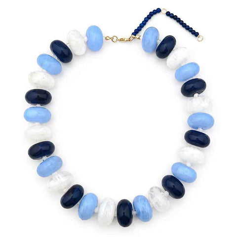 Chunky Boho Necklace- Blue Blend