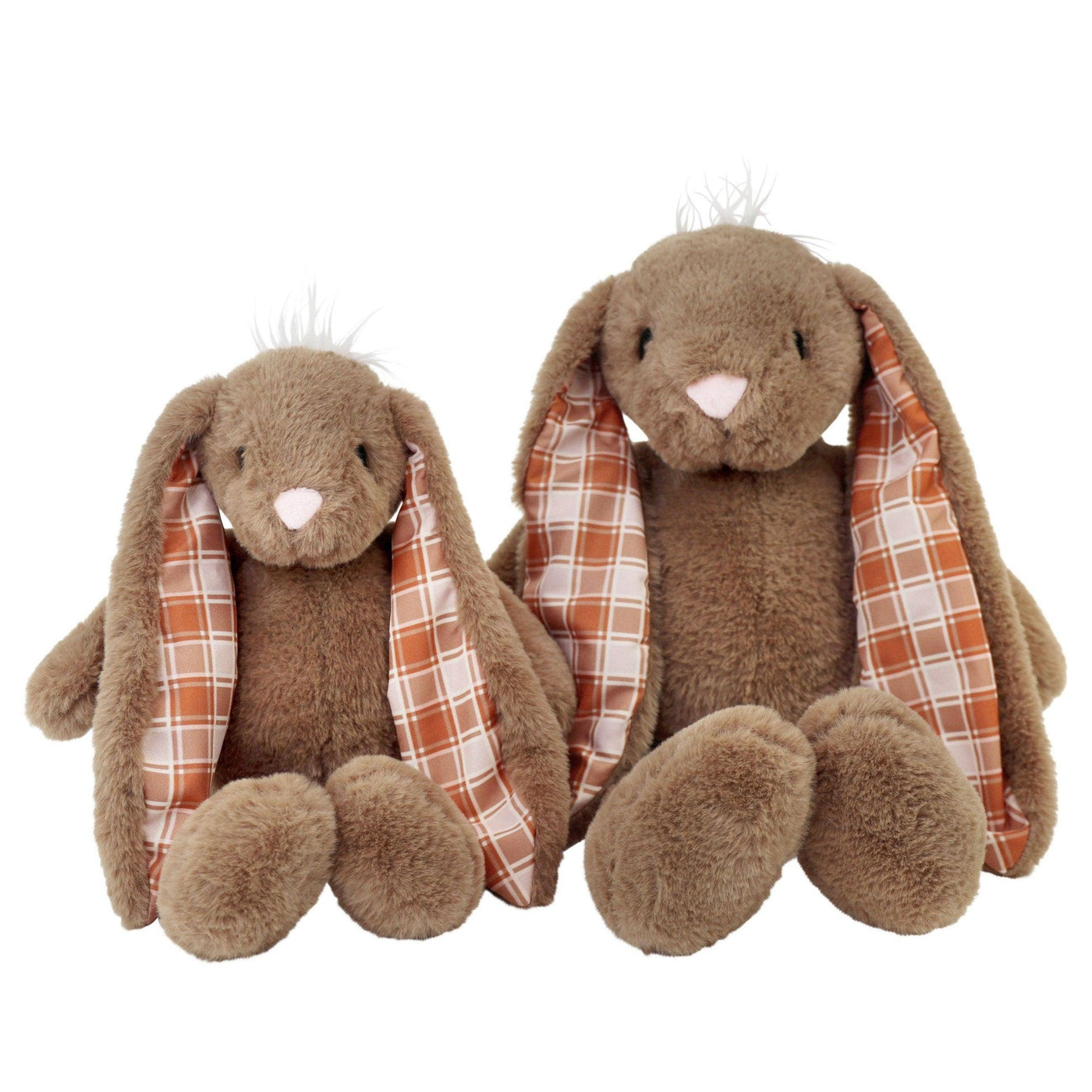 Plushible Plaid Eared Bunny Brown: Plushible 14 Inch Brown Plaid Eared Bunny