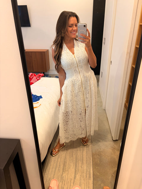 Moto Lace Dress - Cream