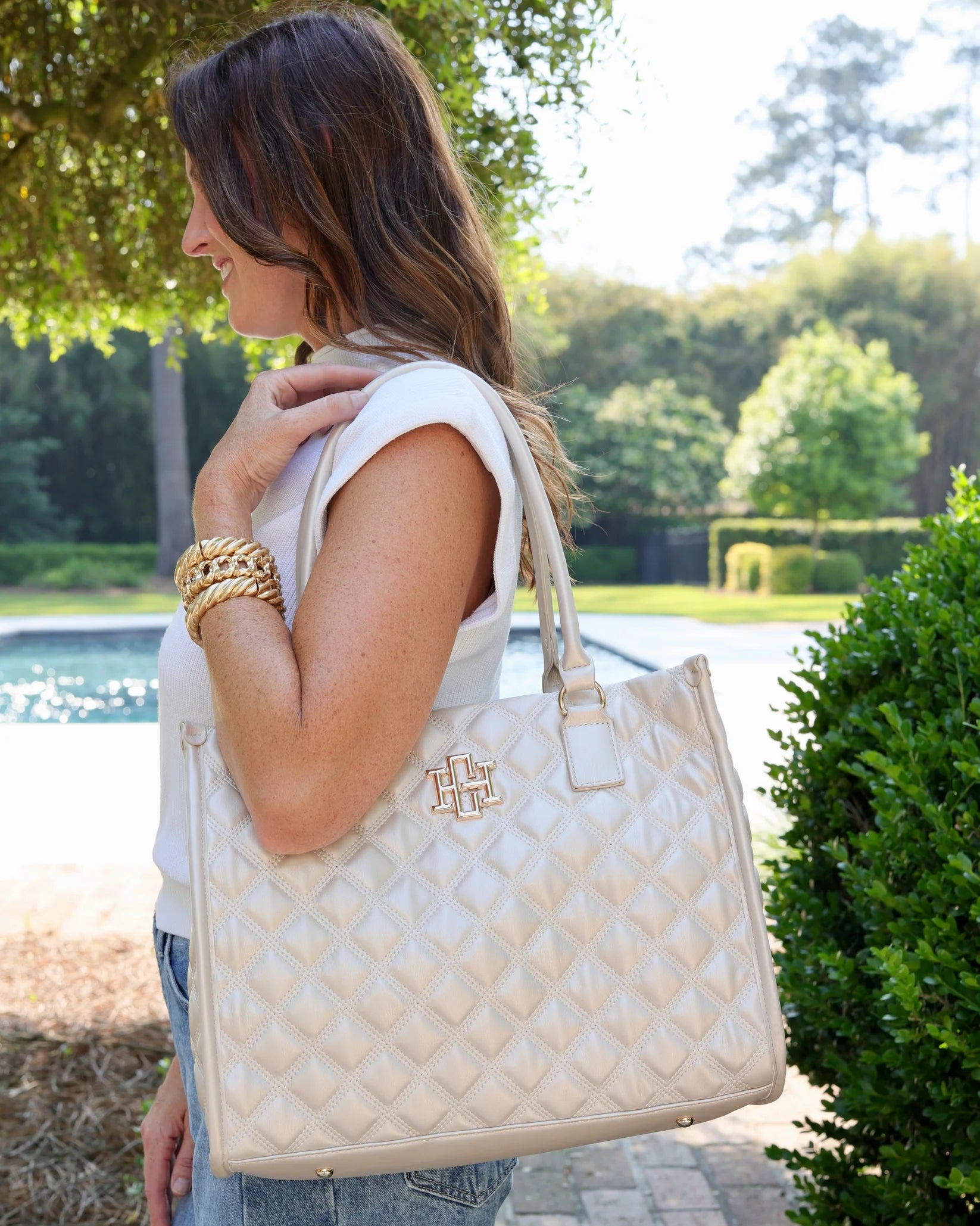 Caroline Hill Hailey Tote - Pearl