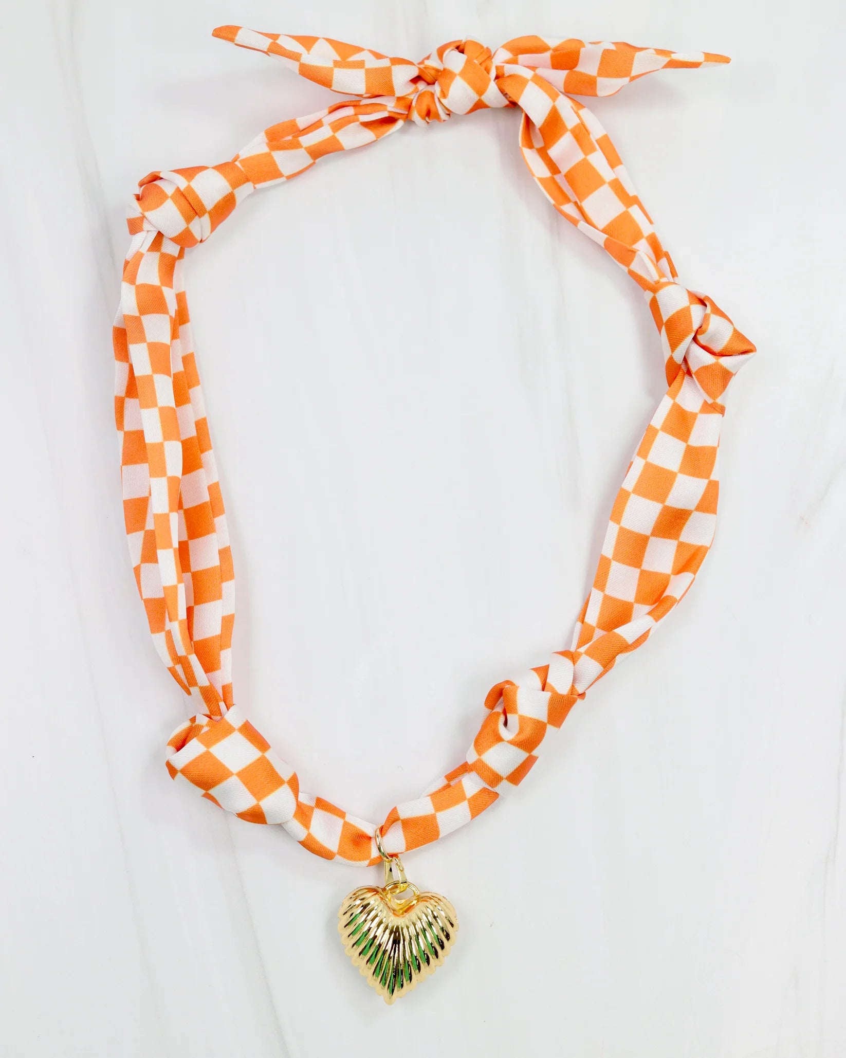 Serafina Charm Scarf Necklace- Orange