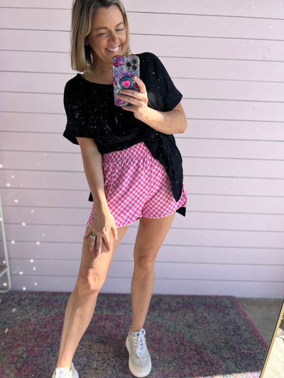 Just Dance Shorts - Pink Checkered