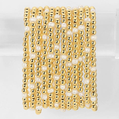 Erin 4mm Bead & Pearl Stretch Bracelet