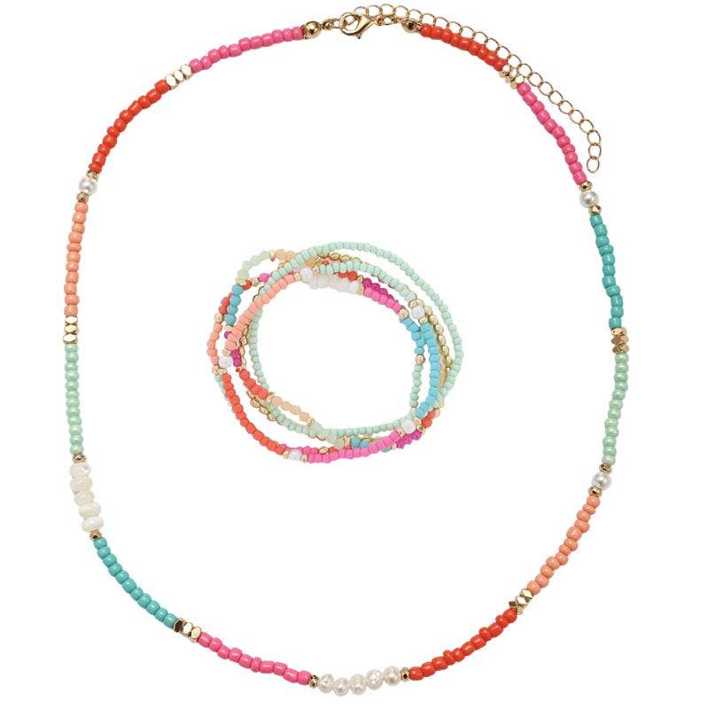 Kids Coral, Pink, Mint, Peach, Tq Necklace & Bracelet