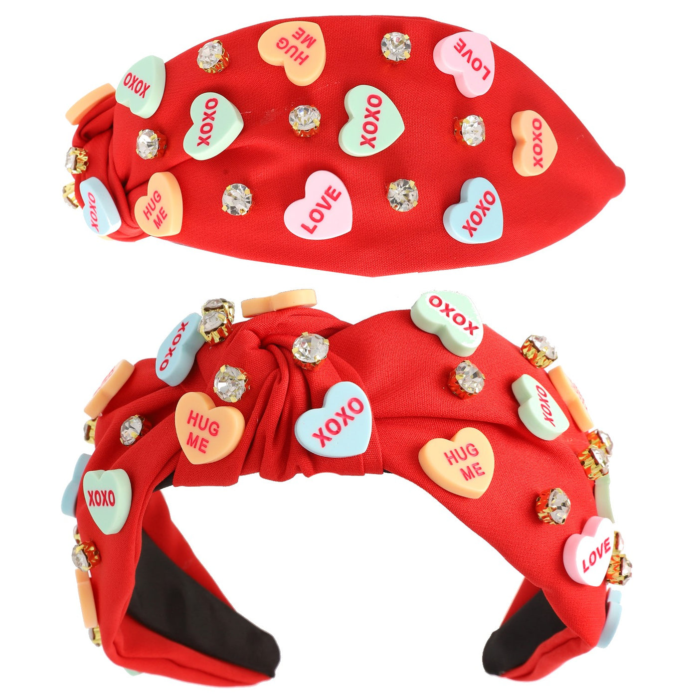 Candy Hearts Headband - Red