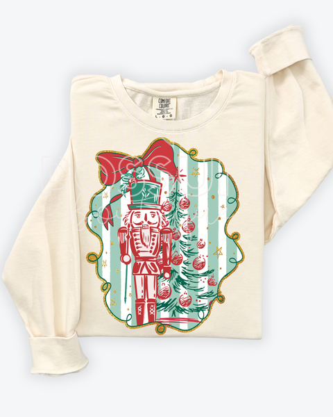 Striped Nutcracker Comfort Colors Tshirt - Long Sleeve