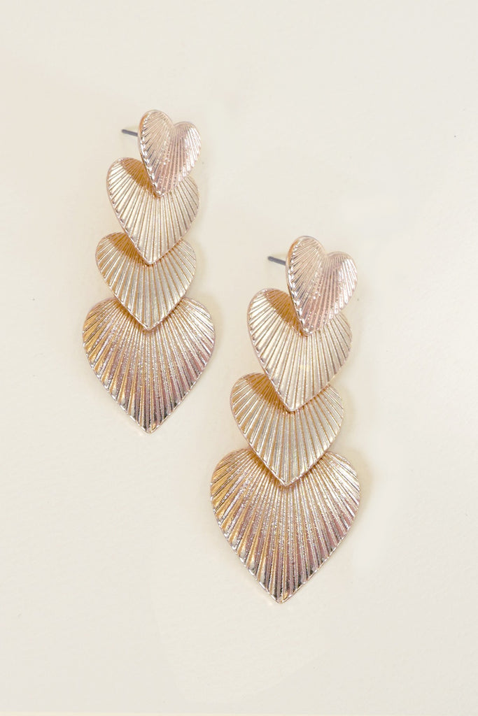 Triple heart drop earrings
