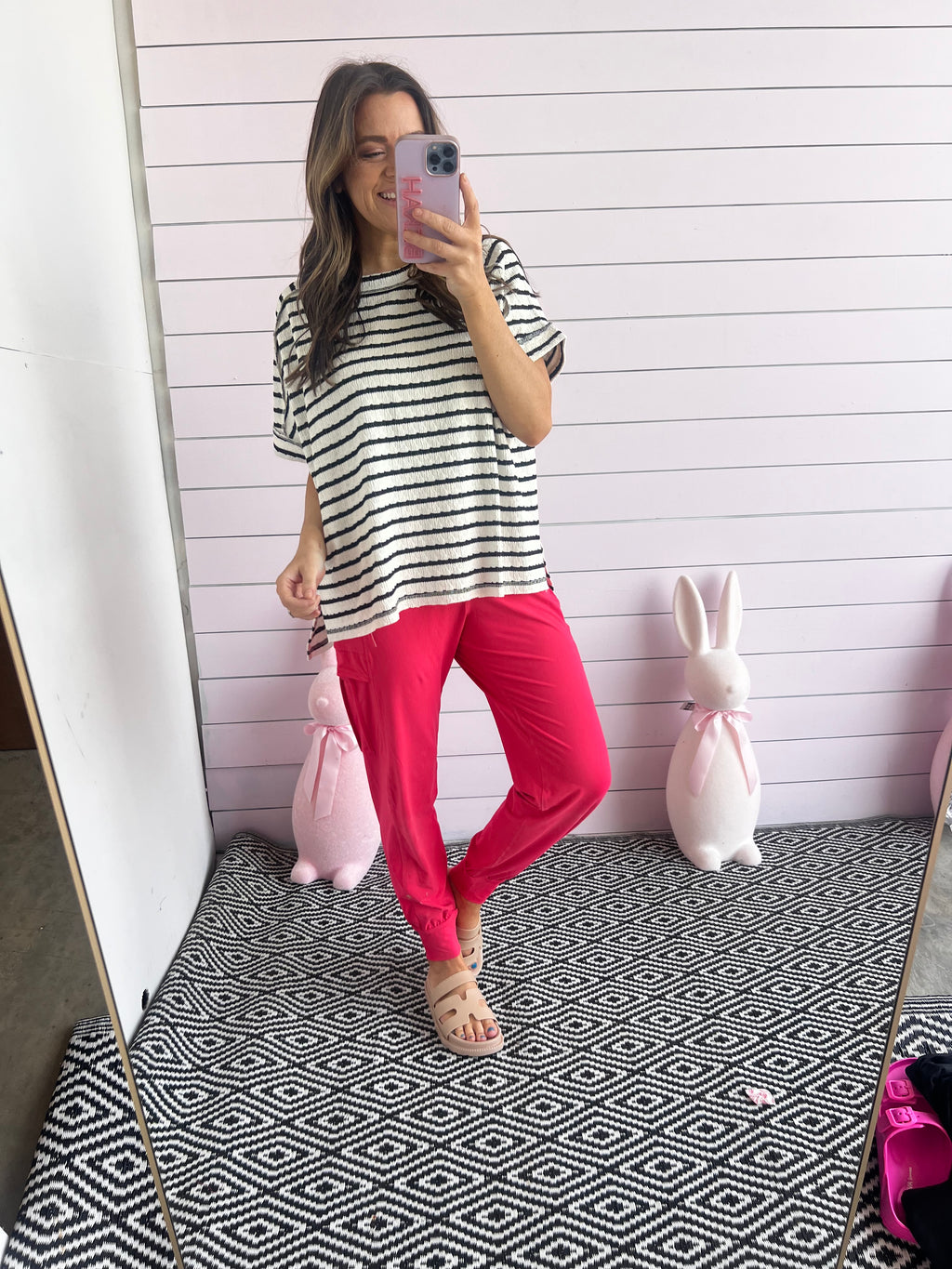 To The Finish Line Joggers -Flamingo Pink
