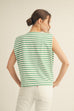 Green Stripe Cardigan Vest Jodifl