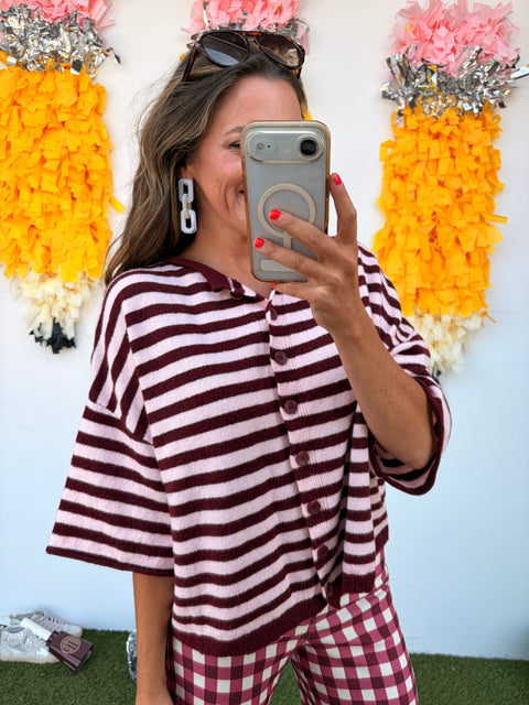 Love You, Miss You, Mean It Blouse - Burgundy