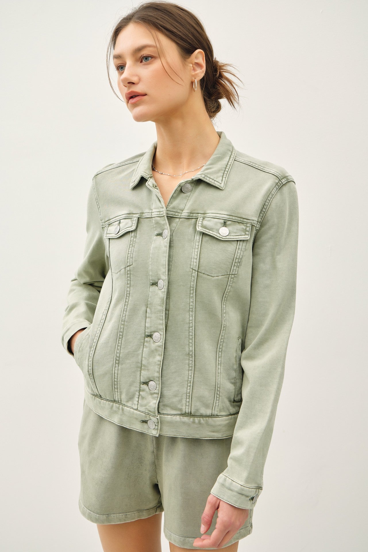 Olive Stone Washed Jacket