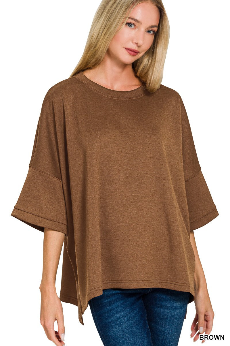 Super Soft Scuba Top - Brown