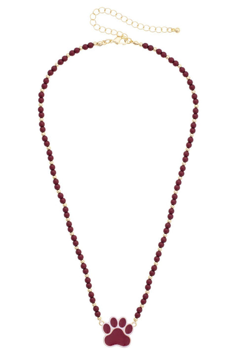 Mississippi State Bulldogs beaded Paw necklace