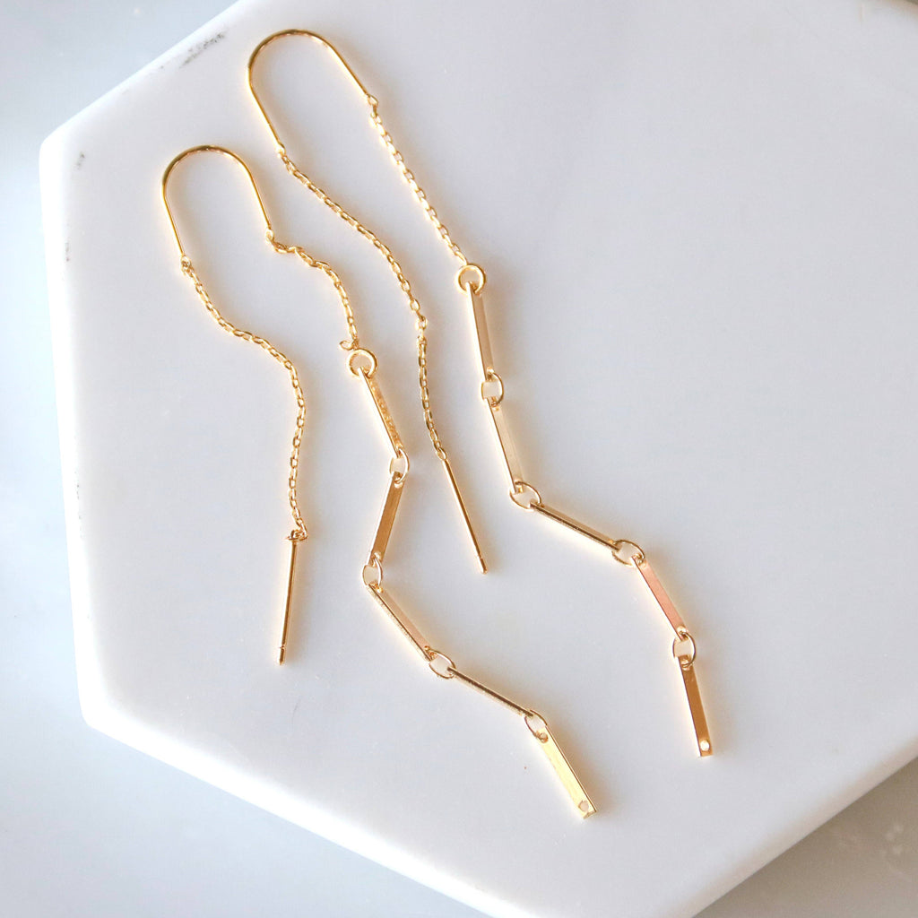Bar Threader Earrings - Gold and Silver: Gold