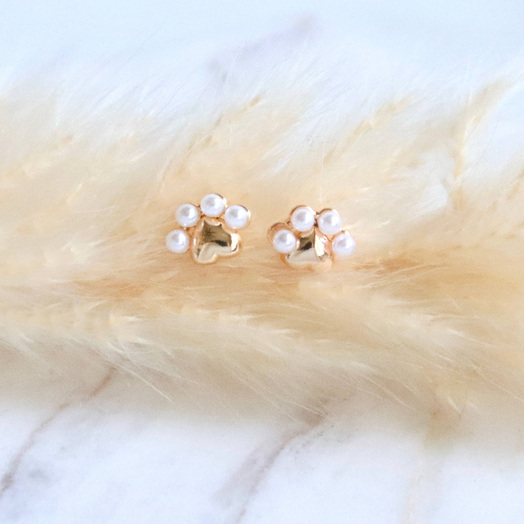 Pearl Paw Stud Earrings 