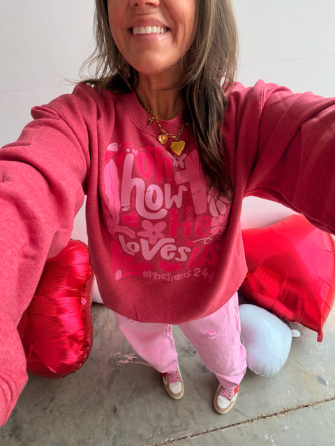 Oh How He Loves us - Heather Red