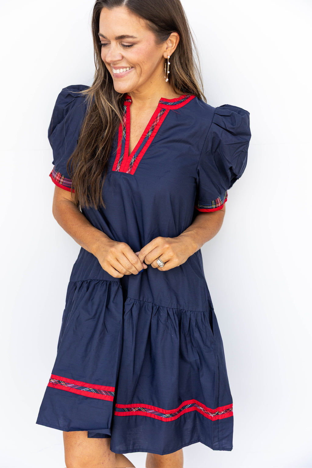 Holiday Heritage Plaid Dress- Navy