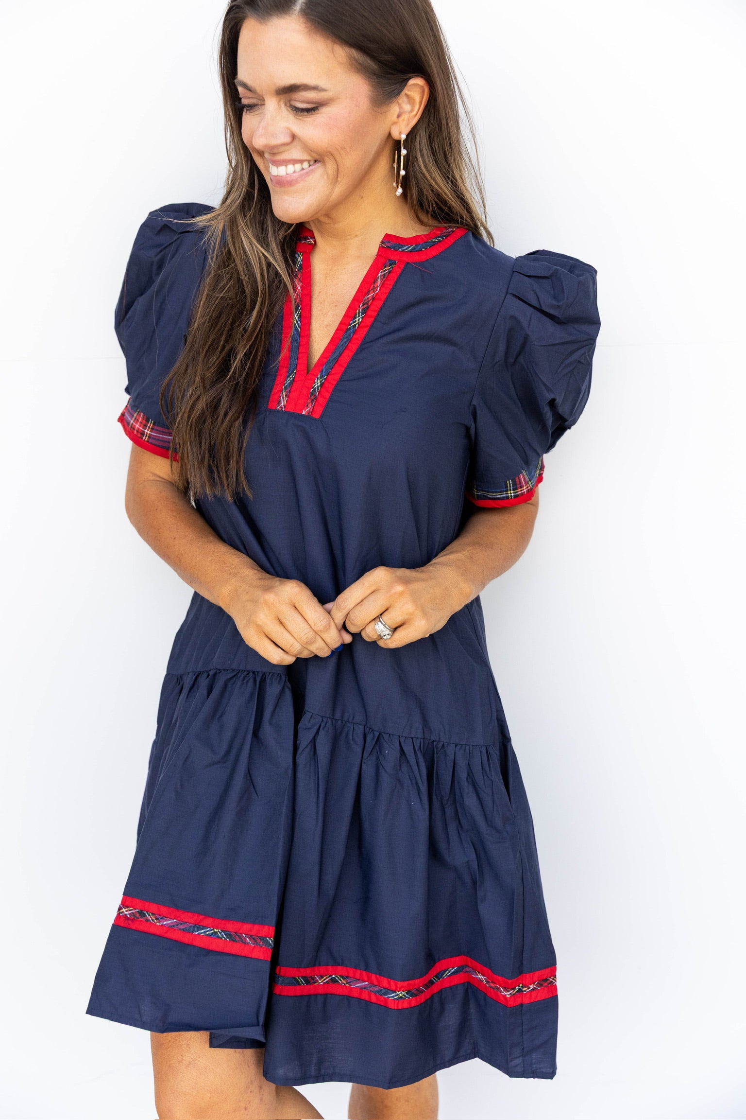 Holiday Heritage Plaid Dress- Navy