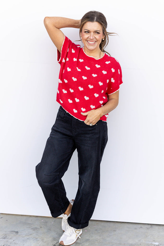 Hugs & Kisses Sweater - Red/Ivory