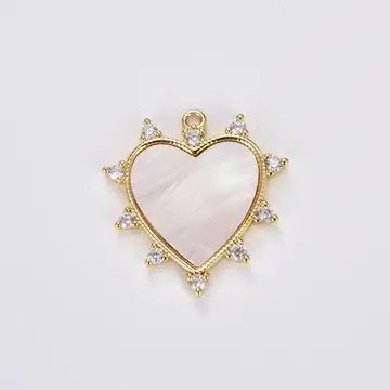 Shell Pearl Heart Charm Pendant in Gold Filled