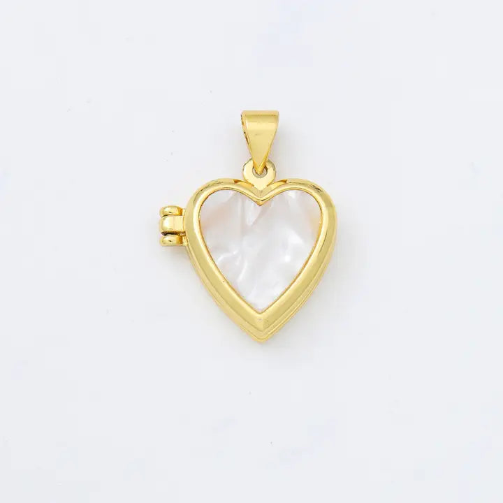 Pearl Heart Locket Charm