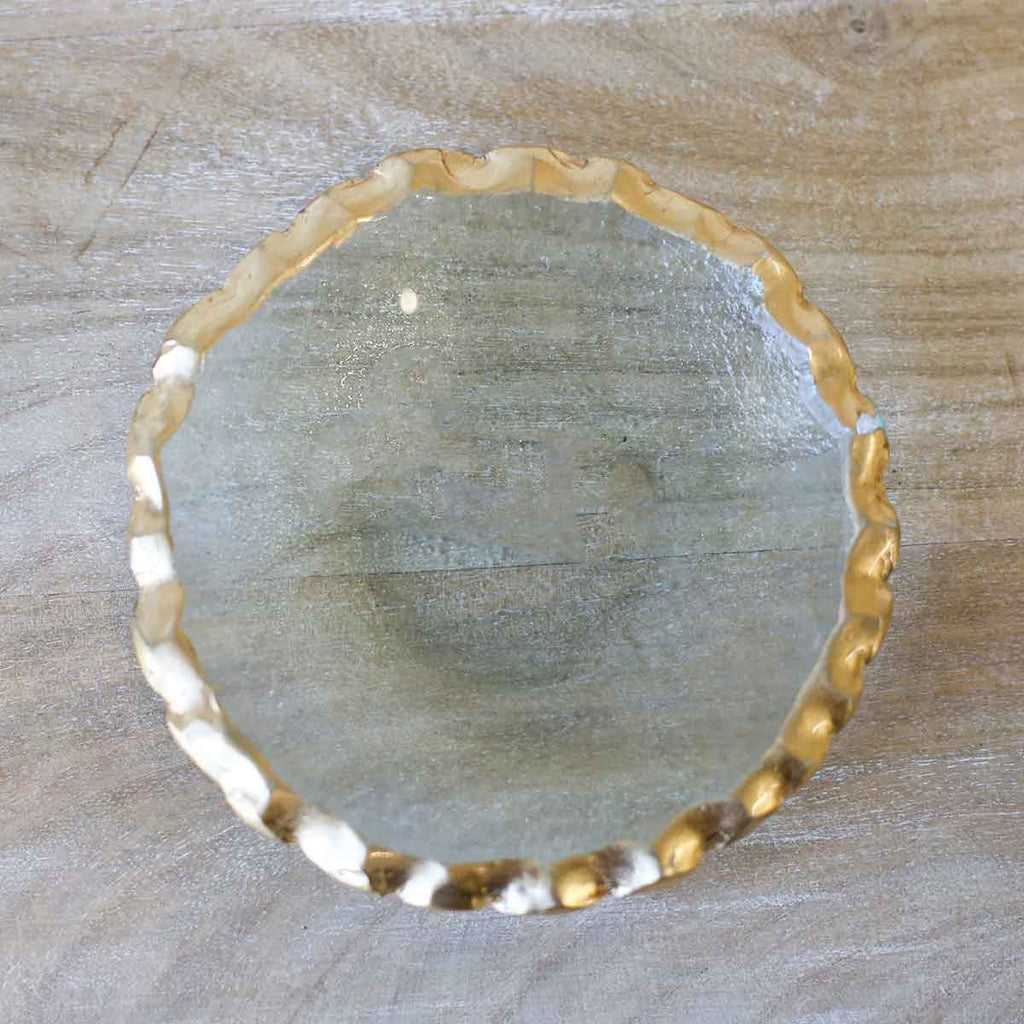 Fairbanks Tidbit Dish   Clear/Gold   5"