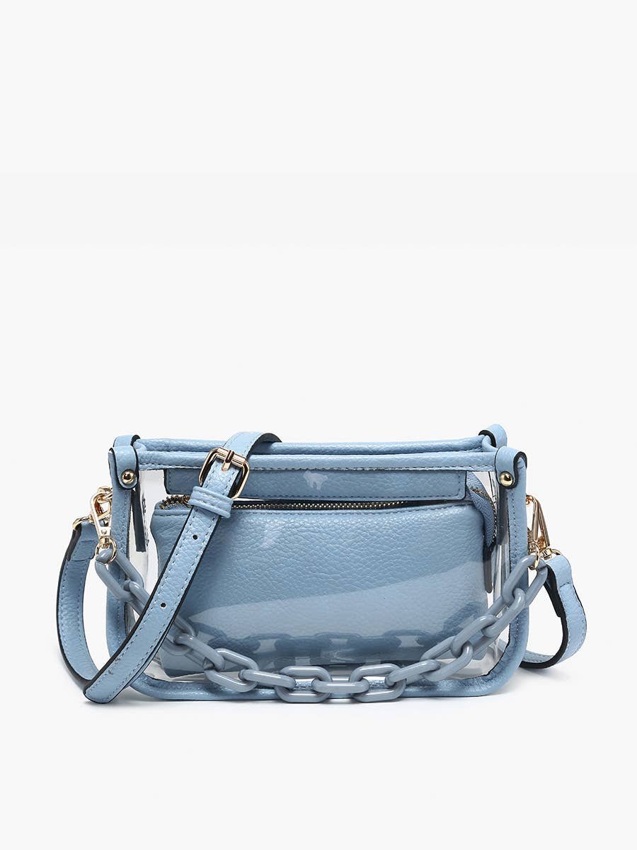 Jessica Clear Crossbody w/ Chain: Powder Blue