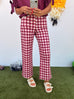 I See You Gingham Pants - Burgundy