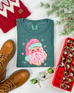 Pink Painted Santa Comfort Colors Tshirt - Long Sleeve