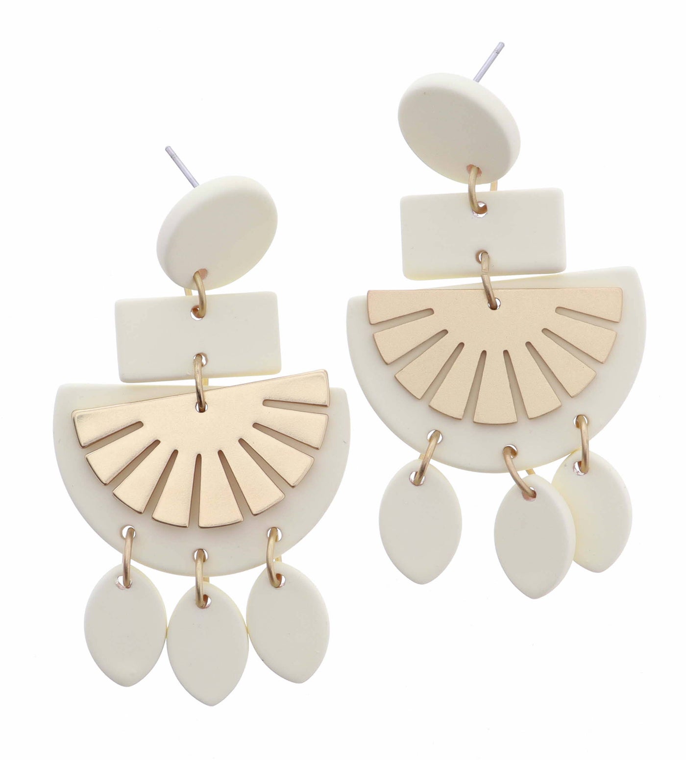 Circle, Geometric Shapes, Fringe with Gold Accent Earring
