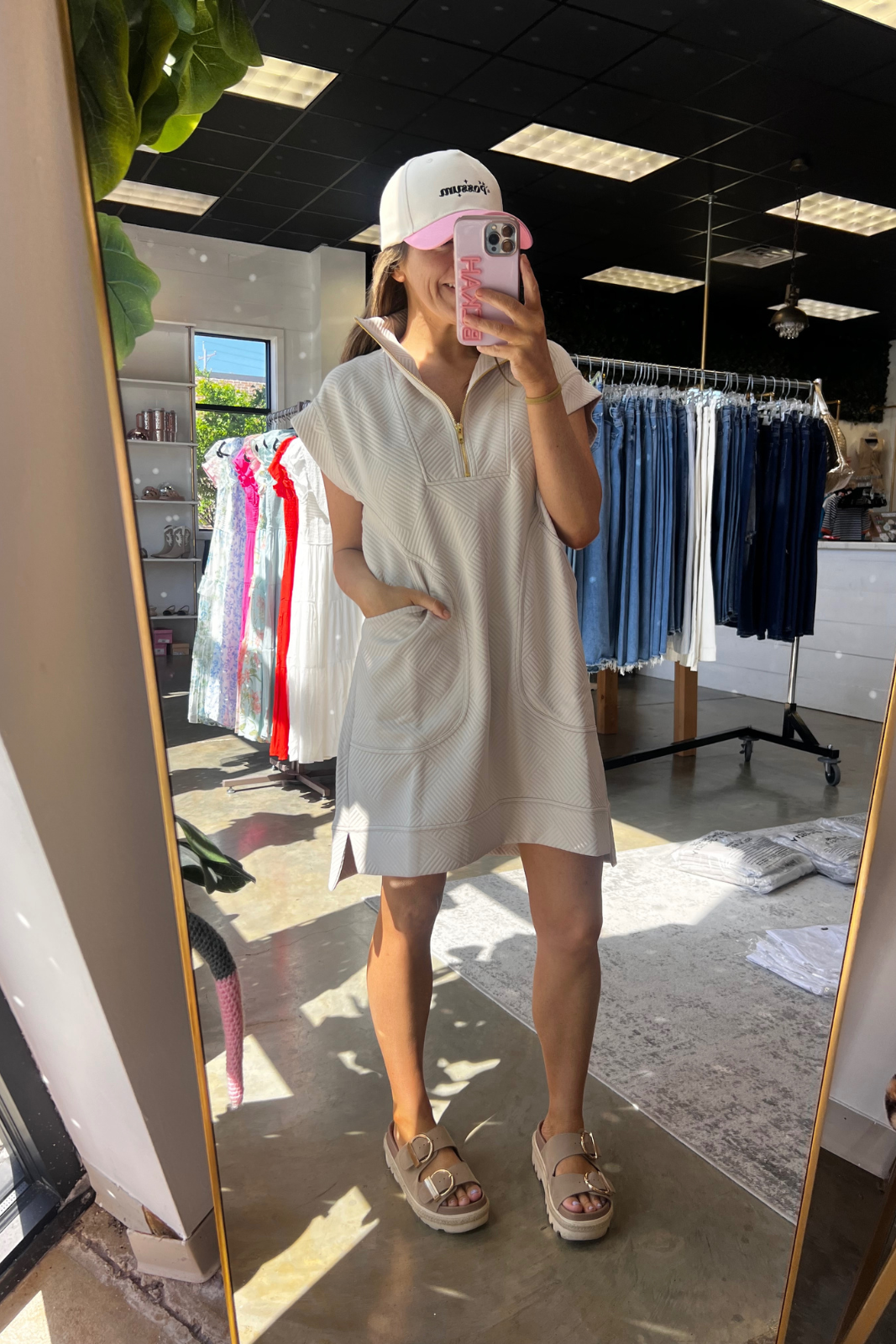 Daily Errands Quilted Dress - Cream