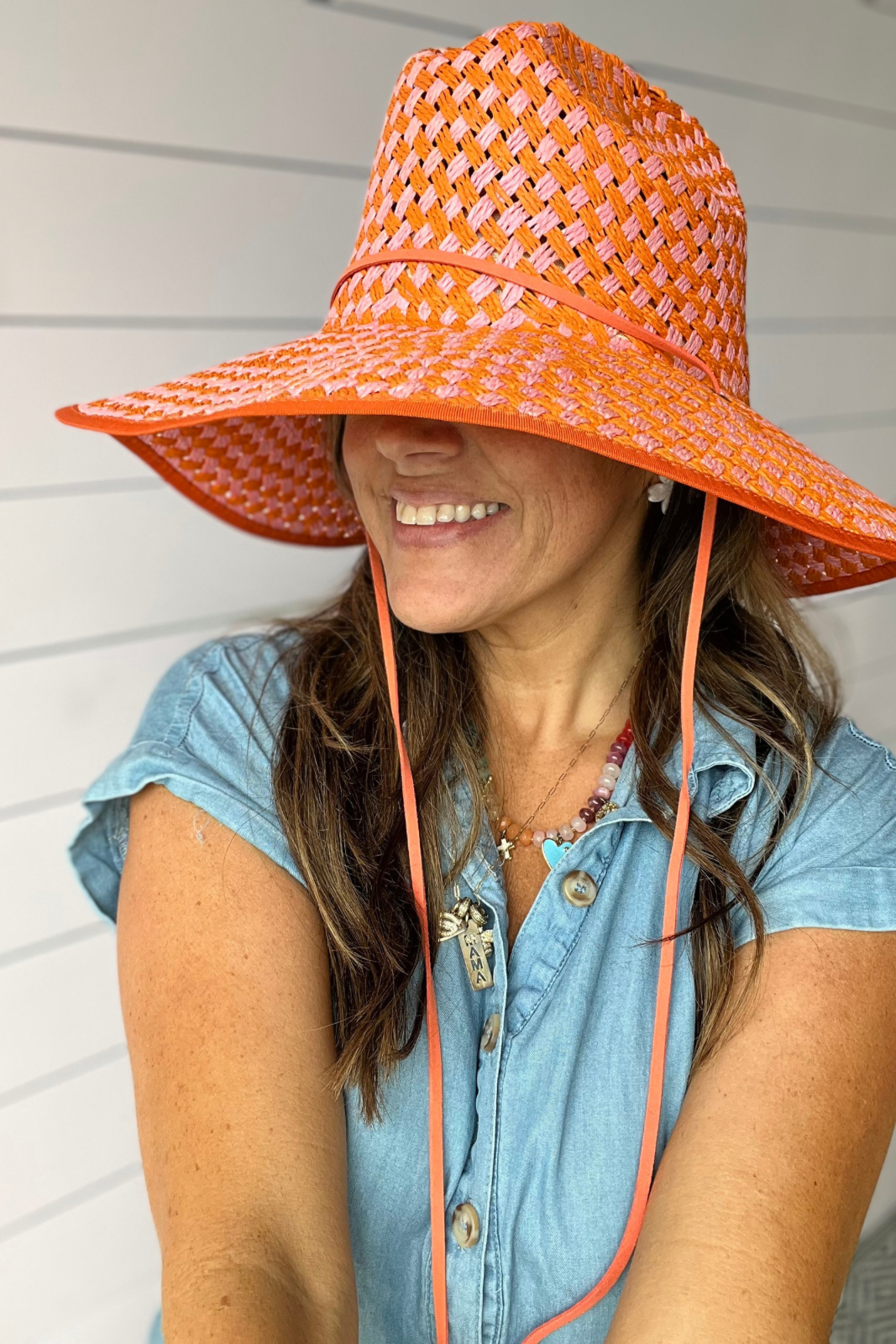 Lifeguard Hat- Orange/Pink