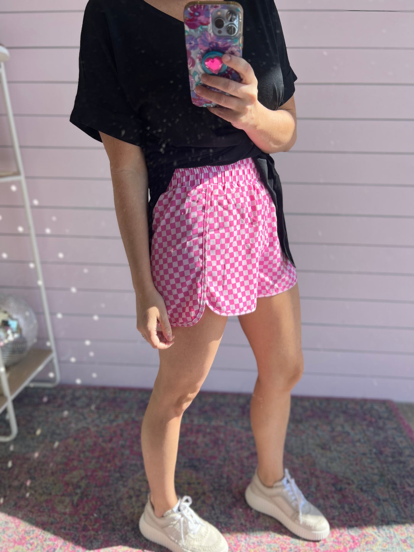 Just Dance Shorts - Pink Checkered