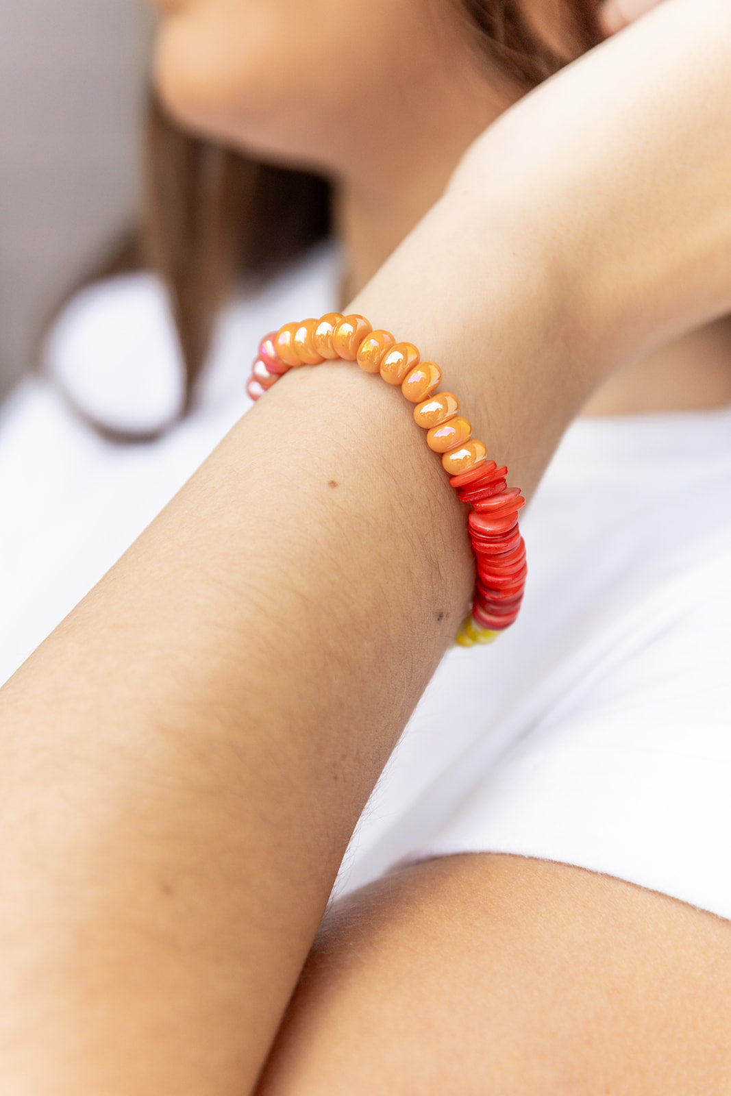 Natural Agate Bracelet -Orange combo