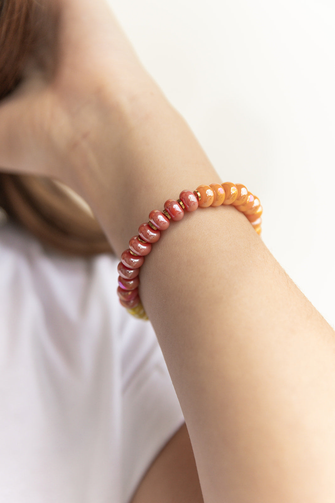 Natural Agate Bracelet -Orange combo