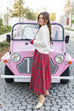 Yuletide Trim Midi Skirt - Red