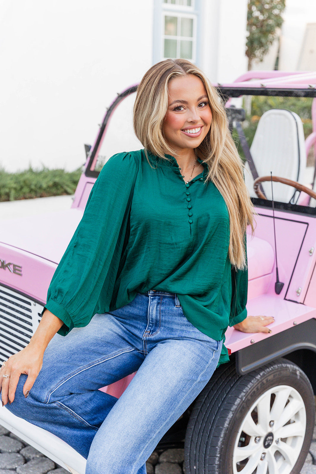 Noel Nights Satin Top- Hunter Green