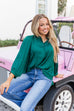 Noel Nights Satin Top- Hunter Green
